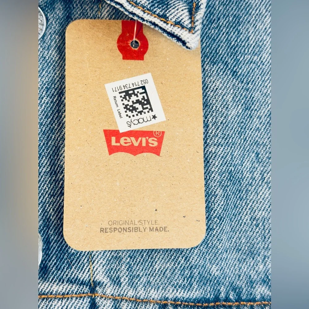 Levi's Denim Jacket with Gray Sleeves Retro Vintage Trucker XL Hoodie Classic